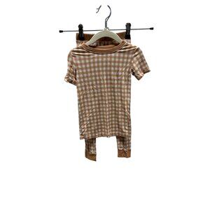 Scoots Tan Gingham Bamboo Blend Pajama Set Toddler Size 2T